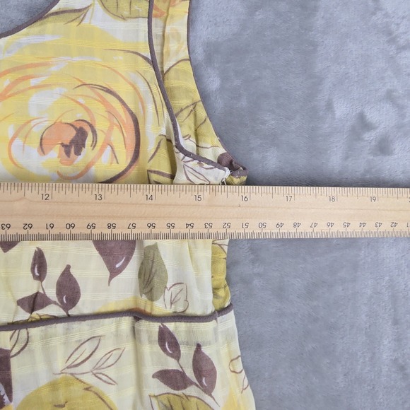 Cabi Y2K Milkmaid Floral Sundress 8 Yellow Brown Roses - Picture 3 of 9